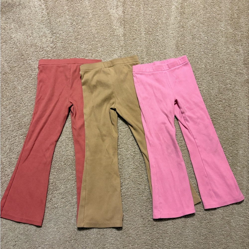 Kids Flared Pants Set - Pink, Tan, and dark coral